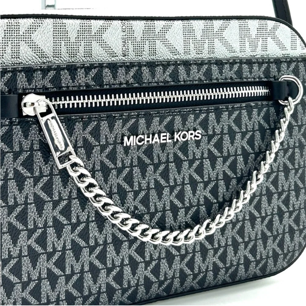 Michael Kors Jet Set Large Signature Logo Crossbody Bag Black Multi